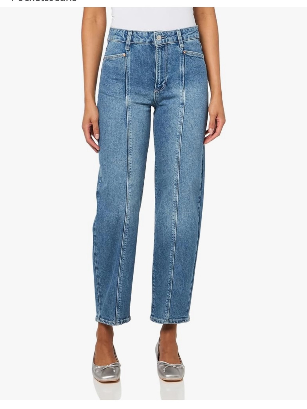 PAIGE Alexis Barrel Leg Jean Size 32 Blue Center Seams High Rise Stretch